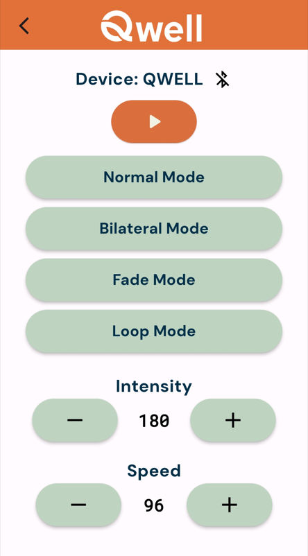Qwell headband app for ADHD controller screen